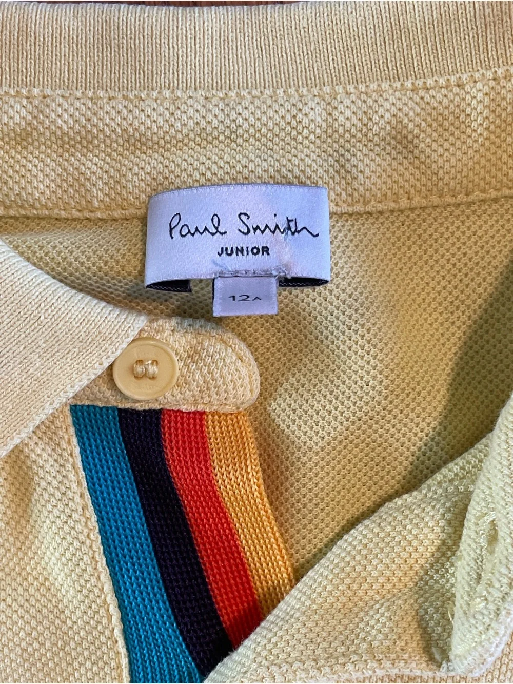 Paul Smith Jr. yellow polo with signature zebra embroidery